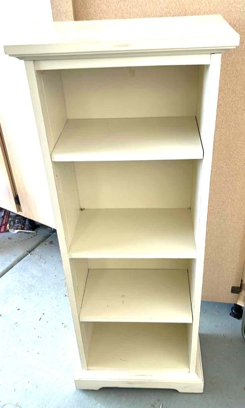 Photo 1 of DISTRESSED IVORY ADJUSTABLE SHELF DISPLAY SHELVES 19” x 11” x 46.5”