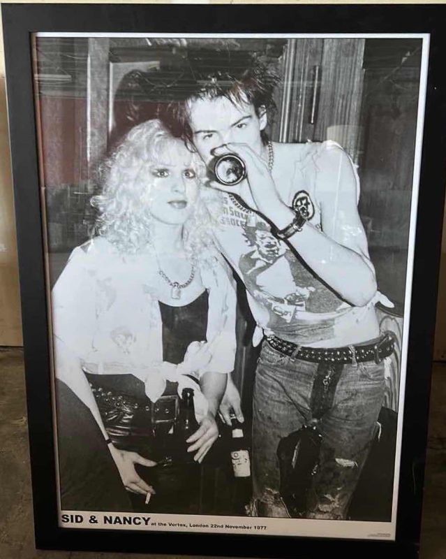 Photo 1 of SEX PISTOLS -SID AND NANCY AT THE VORTEX, LONDON 22ND NOVEMBER 1977 FRAMED PHOTO ARTWORK 26 1/2” x 36”