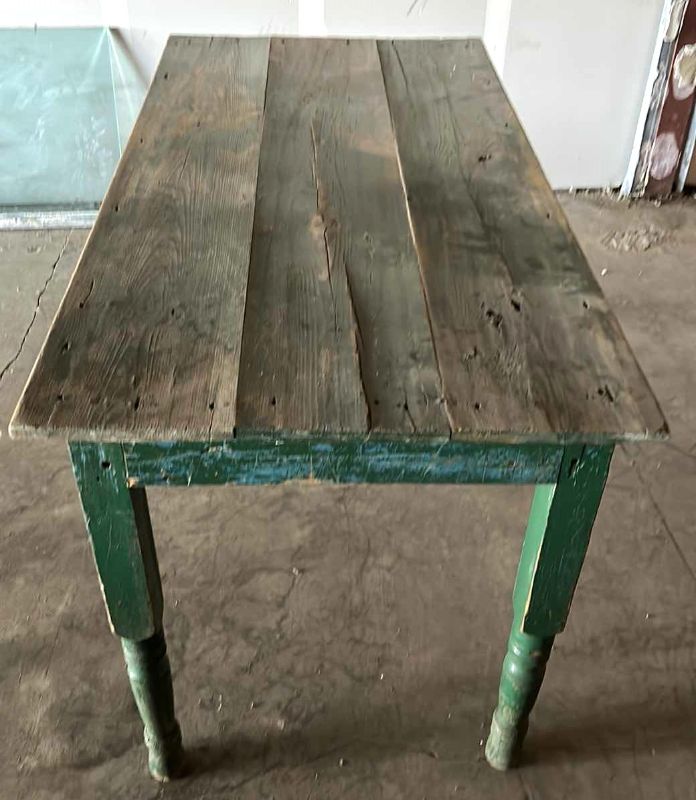 Photo 1 of PAINTED RUSTIC WOOD TABLE 57 1/2“ x 29“ x 31 1/2“ high