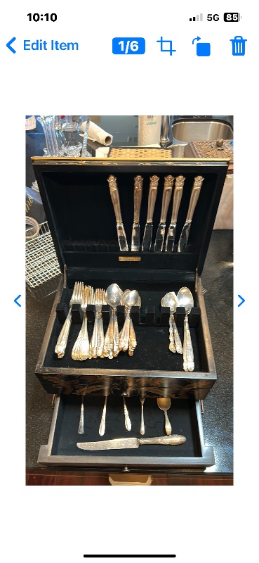 Photo 6 of HOLMES & EDWARDS INLAID SILVERWARE 52 PIECES AND ASSORTED SILVERWARE INCLUDES TUSCAN STYLE WOOD BOX DECOR WITH  STORAGE 14 1/2” x 11” H 10” (tarnish resistant)