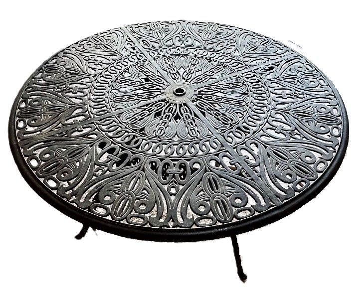 Photo 1 of HEAVY WROUGHT IRON PATIO TABLE 50” X 30”  (4 CHAIRS WITH CUSHIONS SOLD SEPERATELY)