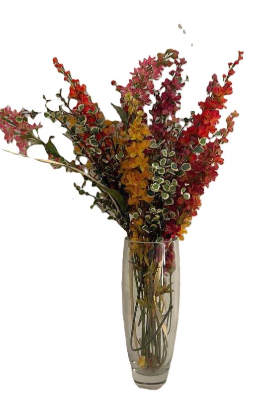 Photo 1 of 12” CRYSTAL VASE WITH FAUX FLORAL- OVERALL H27”