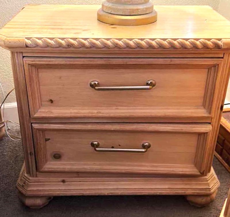 Photo 1 of RAW WOOD GRAIN 2 DRAWER NIGHTSTAND  28” x 19” x 24