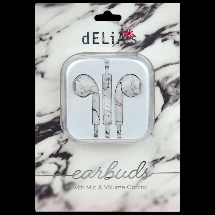 Photo 1 of DELIA MARBLE EARBUDS WITH MICROPHONE AND VOLUME CONTROL NEW 