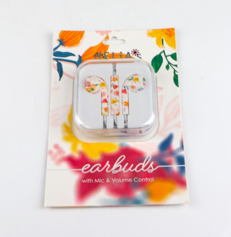 Photo 1 of DELIA FLORAL EARBUDS WITH MICROPHONE AND VOLUME CONTROL NEW 