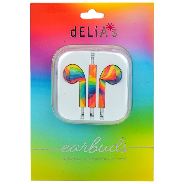 Photo 1 of DELIA TYE DYE EARBUDS UNIVERSAL AUX 3.5 BUILT IN MICROPHONE SEND END AND MUTE BUTTONS NEW  