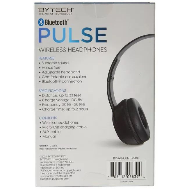 Photo 3 of BYTECH PULSE WIRELESS HEADPHONES UPTO 33 FEET CHARGE TIME IS 2 HOURS NEW