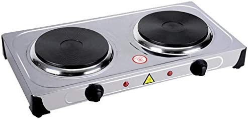 Photo 2 of DOMINION DOUBLE HOT PLATE BURNER STAINLESS STEEL BLACK ADJUSTABLE TEMPERATURE NON SLIP LIGHTWEIGHT  COLOR WHITE NEW