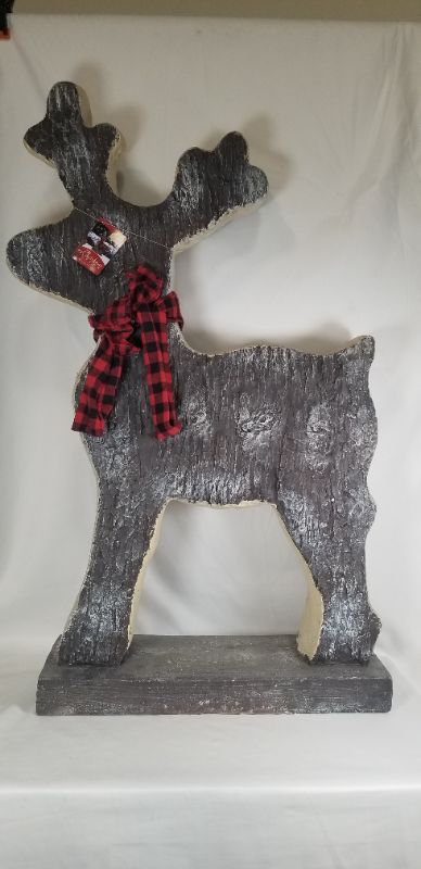 Photo 1 of CHRISTMAS DECOR REINDEER STATUE SMALL DAMAGE IN THE BOTTOM SHOWN PICTURE 24X8X37INCHES NEW