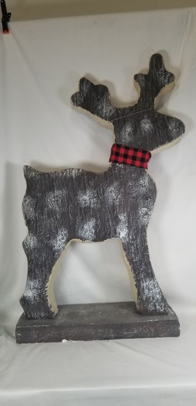 Photo 2 of CHRISTMAS DECOR REINDEER STATUE SMALL DAMAGE IN THE BOTTOM SHOWN PICTURE 24X8X37INCHES NEW