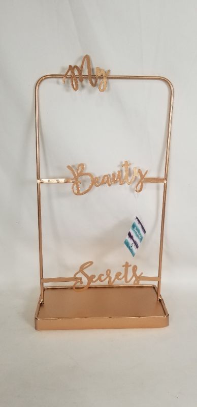 Photo 1 of METAL TABLE TOP JEWWERLY STAND MY BEAUTY SECRETS COPPER 8X16INCHES NEW