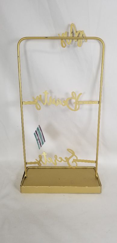 Photo 2 of METAL TABLE TOP JEWERLY STAND MY BEAUTY SECRETS GOLD 8X16 COUPLE SCRATCHES SHOWN IN PICTURES NEW 