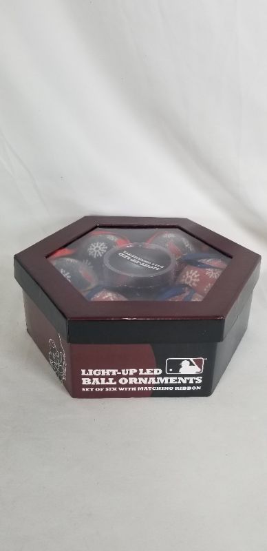 Photo 1 of LED BOXED CARINALS ORNAMENT SETS OF 6 COLOR RED AND NAVY BLUE  NEW 