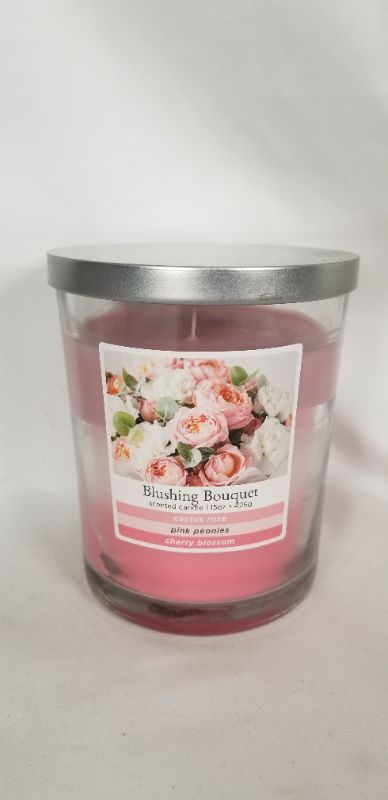 Photo 2 of JAR CANDLE BRAD TRI BLUSHING BOUQUET 2 WIC CACTUS ROSE PEONIES CHERRY BLOSSOM 15oz NEW 
