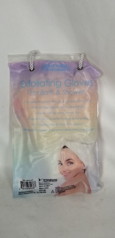 Photo 1 of EXFOLIATING GLOVES FOR BATH AND SHOWER 2 PAIRS PINK AND YELLOW NEW