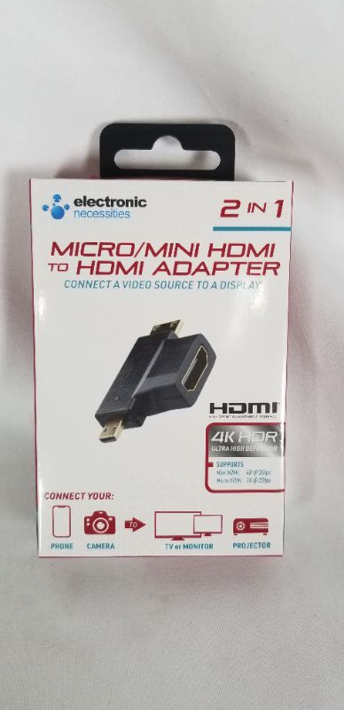 Photo 1 of 2 IN 1 MICRO MINI HDMI TO HDMI ADAPTER CONNECT A VIDEO SOURCE TO A DISPLAY 4KHDR NEW 