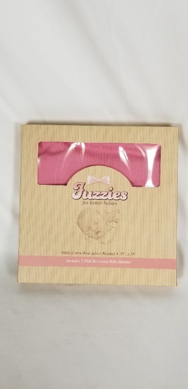 Photo 1 of FUZZIES BABY RECEIVING BLANKET  KNIT JERSEY PINK 35 x 35INCH NEW