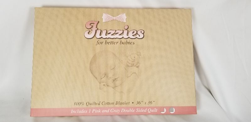 Photo 1 of FUZZIES BABY QUILTED THERMAL BLANKET DOUBLE SIDED PINK AND GRAY 100 COTTON 36X36INCH NEW 