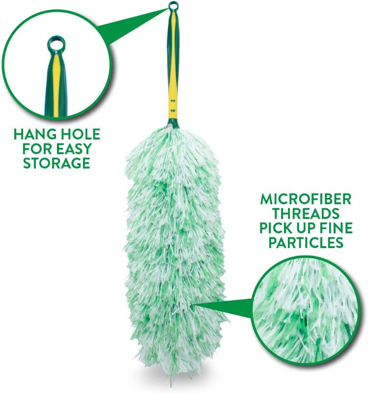 Photo 2 of  17 Inch Microfiber Duster  Effective Dust Wand for Cleaning All Surfaces  Anti-Static, Non-Scratchy  Easy-Grip Handle, Green
