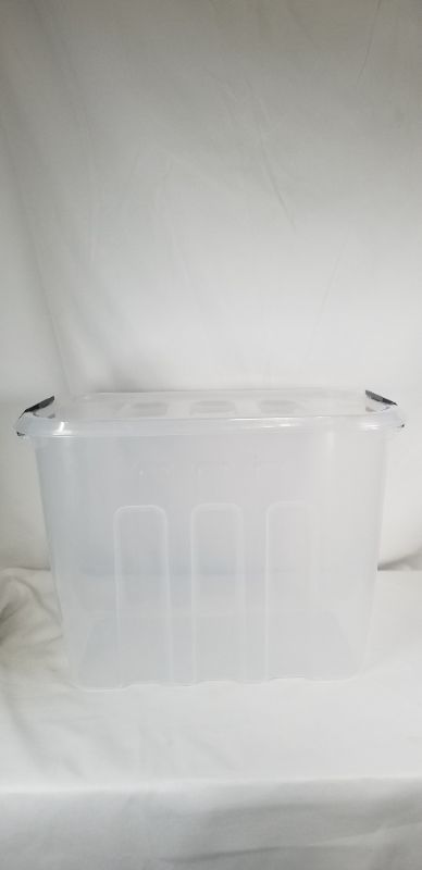 Photo 2 of 6 GALLON STORAGE BIN WITH BLACK LID  16.7 X 10 X12.5 INCH NEW 