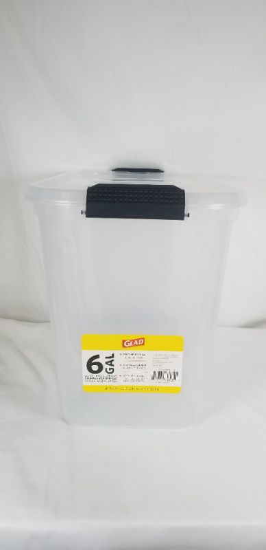 Photo 1 of 6 GALLON STORAGE BIN WITH BLACK LID  16.7 X 10 X12.5 INCH NEW 