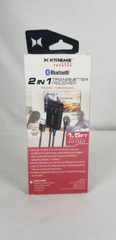 Photo 2 of 2 IN1 TRANSMITTER BLUETOOTH  RECEIVER 1.5 FT AUX CABLE NEW