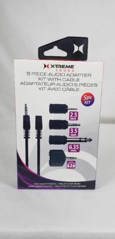 Photo 1 of 5 PIECE AUDIO ADAPTER KIT WITH CABLE 2.5MM 3.5MM 6.35MM NEW