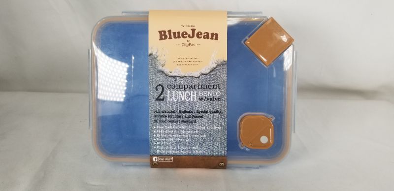 Photo 1 of LUNCHBOX 2 COMPARTMENT LUNCH BENTO W VALE BLUE AND BROWN NEW 