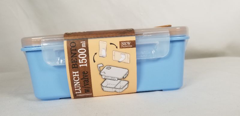 Photo 4 of LUNCHBOX 2 COMPARTMENT LUNCH BENTO W VALE BLUE AND BROWN NEW 