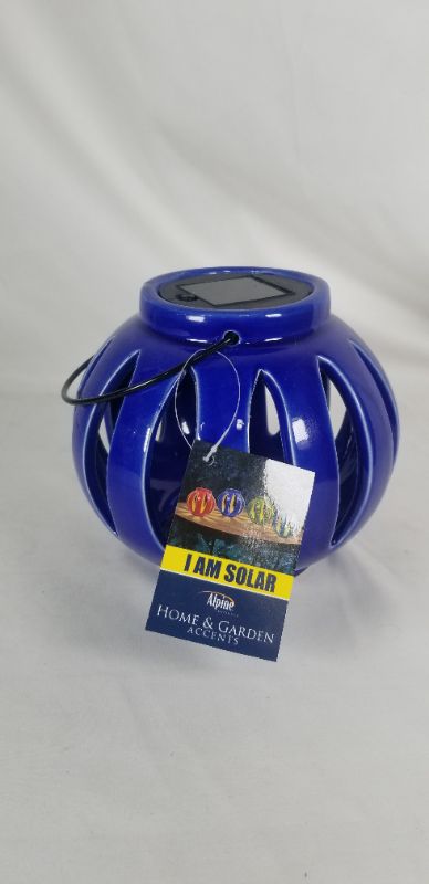 Photo 2 of  SOLAR LANTERN CERMATIC  PLASIC METAL COLOR DARK BLUE NEW