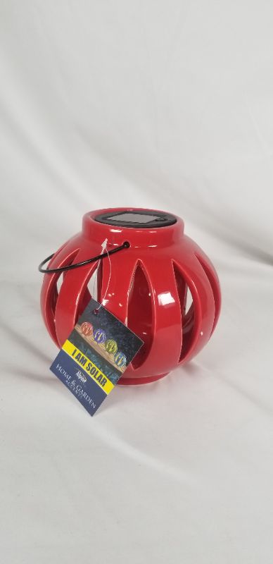 Photo 1 of  SOLAR LANTERN CERMATIC  PLASIC METAL COLOR  RED NEW