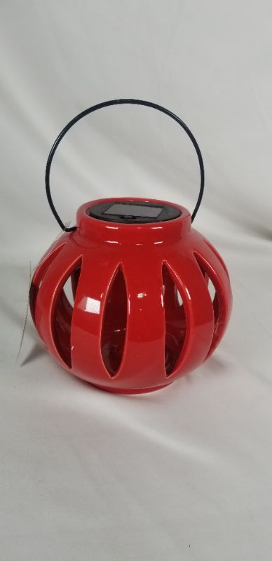 Photo 2 of  SOLAR LANTERN CERMATIC  PLASIC METAL COLOR  RED NEW