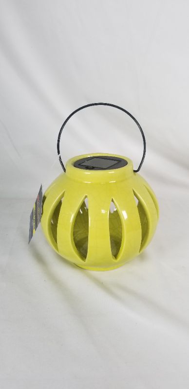 Photo 3 of  SOLAR LANTERN CERMATIC  PLASIC METAL COLOR GREENISH YELLOW NEW