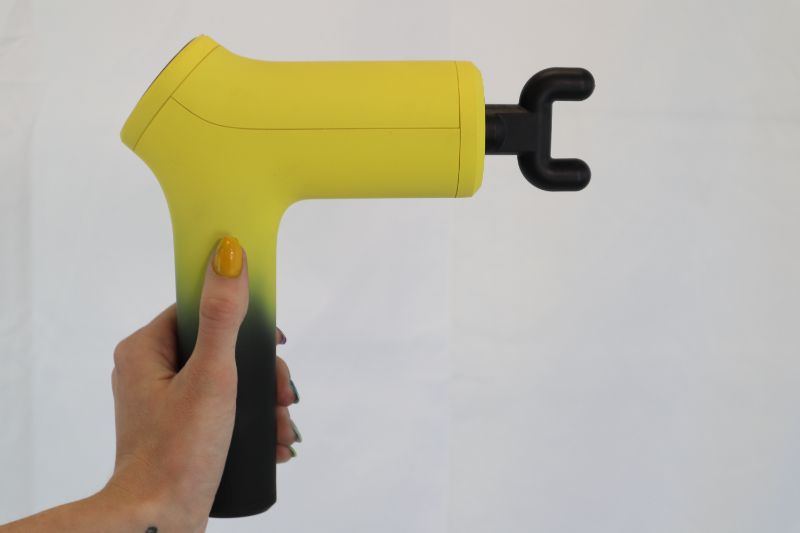 Photo 2 of BCORE MASSAGE GUN CHARGES 6 HOURS FOR FULL POWER 10 SPEED LEVELS 6 ADJUSTABLE HEADS FOR UPPER BODY OR LOWER BODY COLOR YELLOW AND BLACK NEW