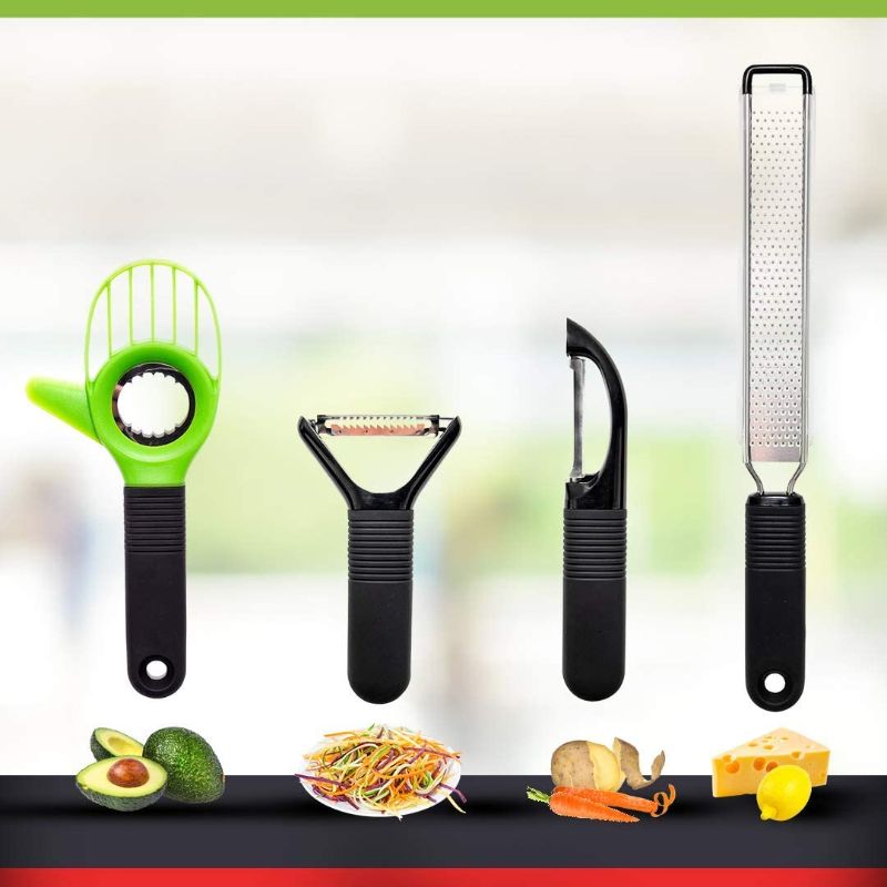 Photo 2 of STAINLESS STEELE PEELER SET 1 AVACADO 3 IN 1 TOOL 1 GRATER SND 2 PEELING TOOLS DURABLE LONG LASTING MACHINE SAFE NEW 
