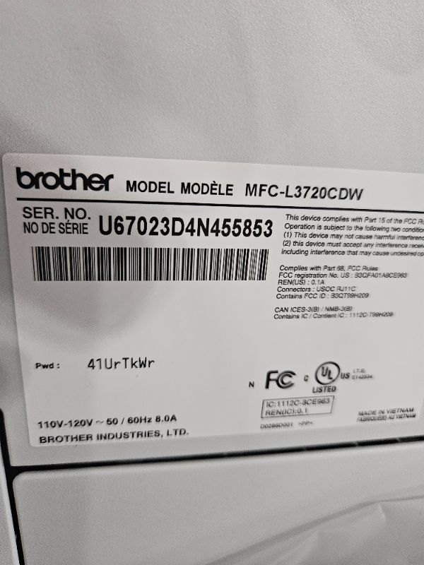 Photo 4 of **HEAVY**
Brother MFC-L3720CDW Wireless Digital Color All-in-One Printer with Laser Quality Output