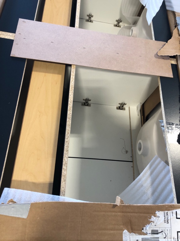 Photo 2 of ***will need a truck or SUV for pickup***Spring Mill Cabinets Emlyn 60 Inch Double-Sink Bathroom Vanity with White Top, 2 Cabinets, 2 Drawers, Deep Blue, 60.5" W x 18.75" D x 32.89" H