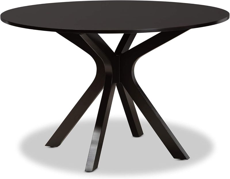 Photo 1 of Baxton Studio Kenji Modern and Contemporary Dark Brown Finished 48-Inch-Wide Round Wood Dining Table