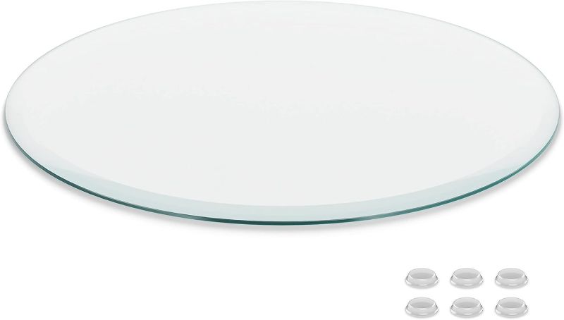 Photo 1 of 
Better Bevel 36" Inch Round Glass Table Top | Tempered Glass Protector | Anti-Slip Pads/Bumpers | Coffee, Dining Table