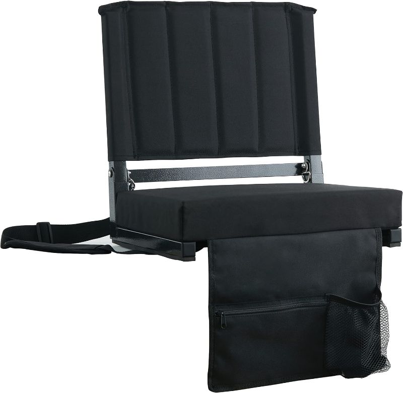 Photo 1 of 
SPORT BEATS Stadium Seats with Back Support Bleacher Chairs with Back and Cushion Thick Padded Bleacher Seats Includes Shoulder Strap
Color:Black