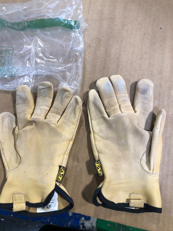 Photo 2 of *** DIRTY*** Mechanix Wear: Cow Leather Driver Glove with Durahide Water Resistant Technology, Quick Fitting Safety Work Gloves (Tan, Medium)