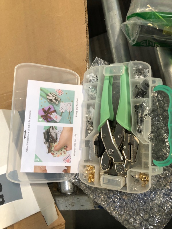Photo 1 of 1/8" & 3/16" Grommet Tool Kit, All-in-one Eyelet Press Pliers kit with 160 Gold, Silver, White and Black Metal Eyelet Grommets for Tarps, Fabric, Leather, Plastic & Labels, with Storage Case