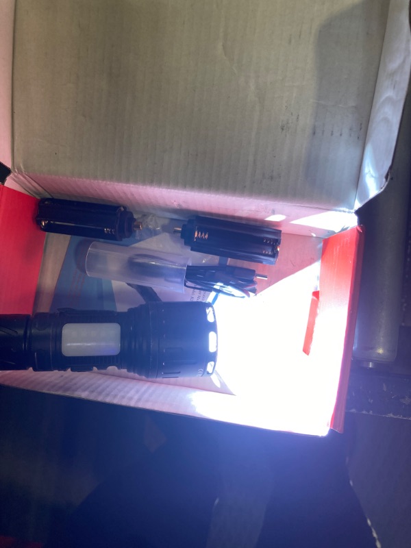 Photo 2 of ***one of the flashlight is broken, light doesn't turn on, good one cover missing unable switch the light cap*** Rechargeable Magnetic Flashlights 100,000 High Lumens, Super Bright LED Powerful Flashlight 8 Modes with COB Work Light, Waterproof Handheld F