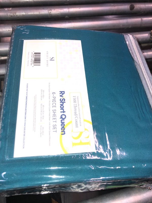 Photo 2 of 1500-Supreme Series 6-Piece Teal Solid Color Microfiber RV Queen Sheet Set
