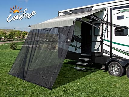 Photo 1 of **similar**Drop RV Awning EZ ZipBlocker - Black Mesh RV Awning Shade Screen, Canopy Sun Blocker, Camper Accessory for Front Patio (13' x 7')