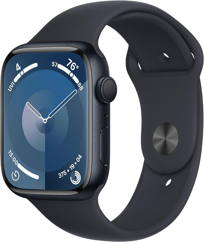 Photo 1 of **MINOR SCRATCHES** Apple Watch Series 9 [GPS 45mm] Smartwatch with Midnight Aluminum Case with Midnight Sport Band M/L. Fitness Tracker, ECG Apps, Always-On Retina Display, Water Resistant
