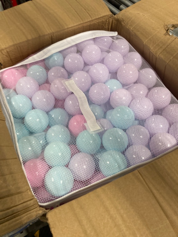 Photo 3 of Amazon Basics BPA Free Crush-Proof Plastic Ball, Pit Balls with Storage Bag, Toddlers Kids 12+ Months, Pack of 400 Balls, 6 Pastel Colors