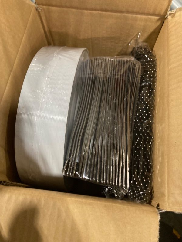 Photo 3 of ***USED***Fancy Party Disposable Plastic Plates - With Cutlery - 250 Piece Combo Set| 50x 10.25" + 50x 7.5" Real China Silver Rim Plates +50 Spoons +50 Forks +50 Knives Silverware | Premium Heavy Duty By Lendra