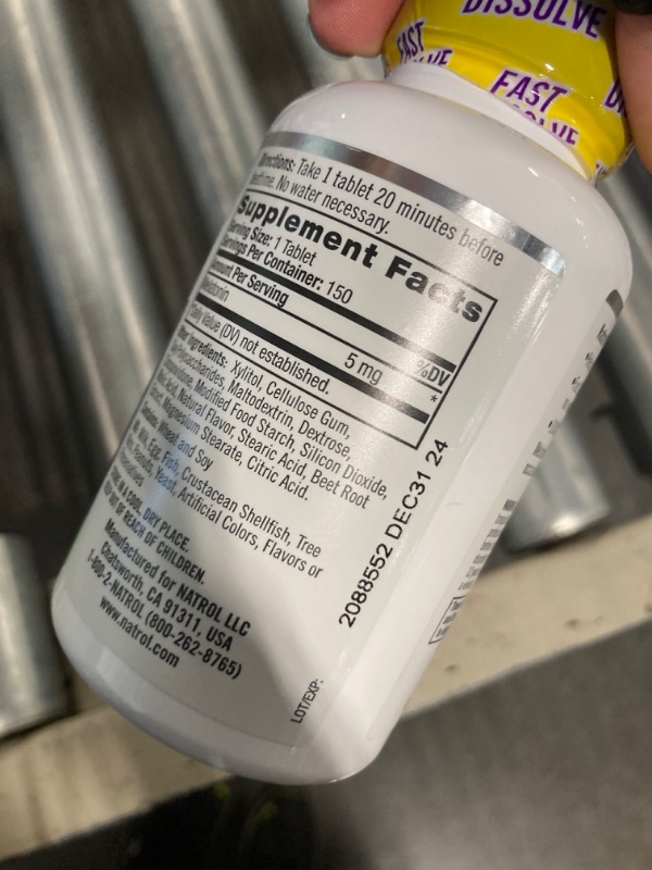 Photo 1 of Natrol Sleep Melatonin 5mg Fast Dissolve Tablets, Nighttime Sleep Aid for Adults, 150 Strawberry-Flavored Melatonin Tablets, 150 Day Supply Strawberry 150 Count (Pack of 1) (BEST BEFORE 12/31/2024)