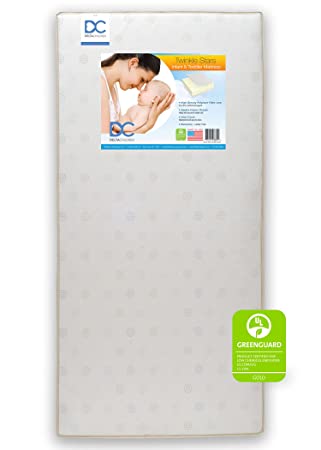 Photo 1 of Delta Children Twinkle Stars Dual Sided - Premium Sustainably Sourced Fiber Core Crib and Toddler Mattress - Waterproof - GREENGUARD Gold Certified (Non-Toxic)